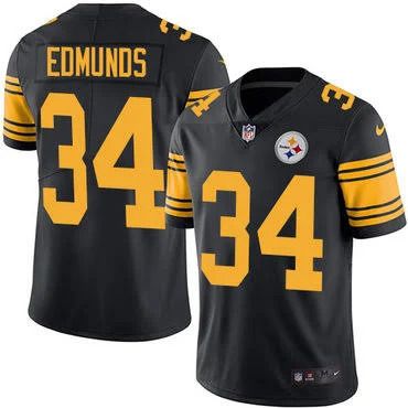 Men Pittsburgh Steelers #34 Terrell Edmunds Nike Black Color Rush Limited NFL Jersey